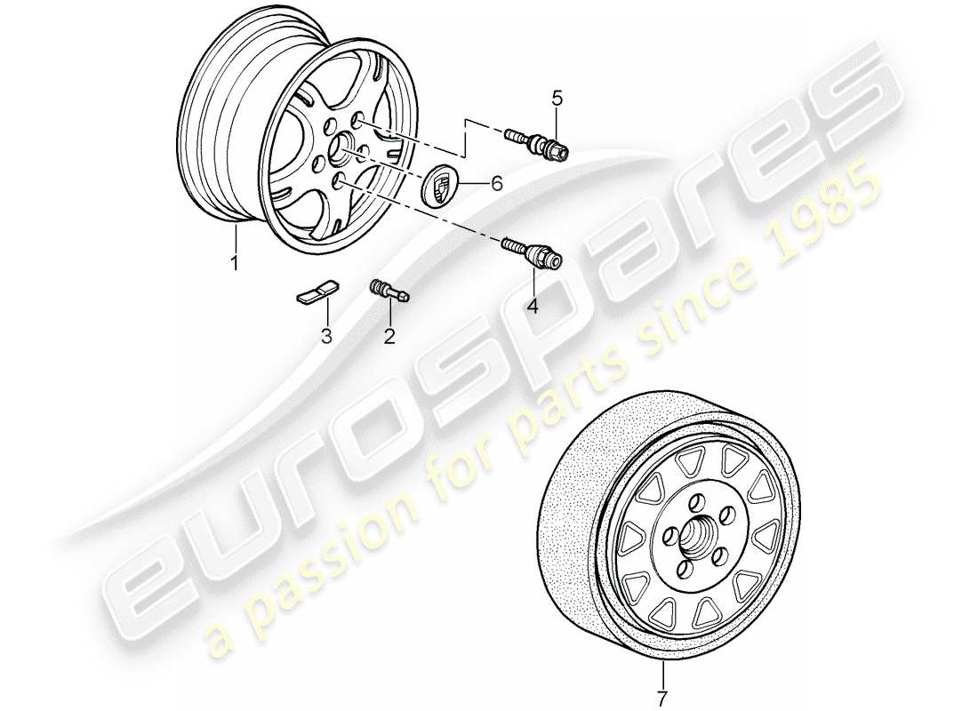 porsche 2007 (987 cayman) wheels part diagram