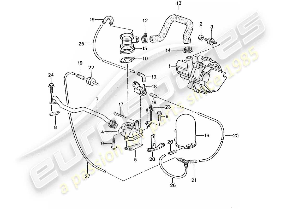 porsche 1998 (986 boxster) secondary air pump - - d - mj 2000>> - mj 2002 part diagram