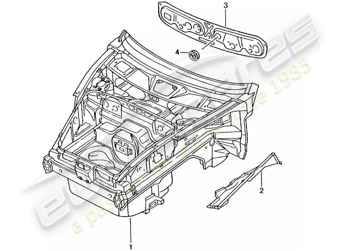 porsche 1998 (986 boxster) front end part diagram