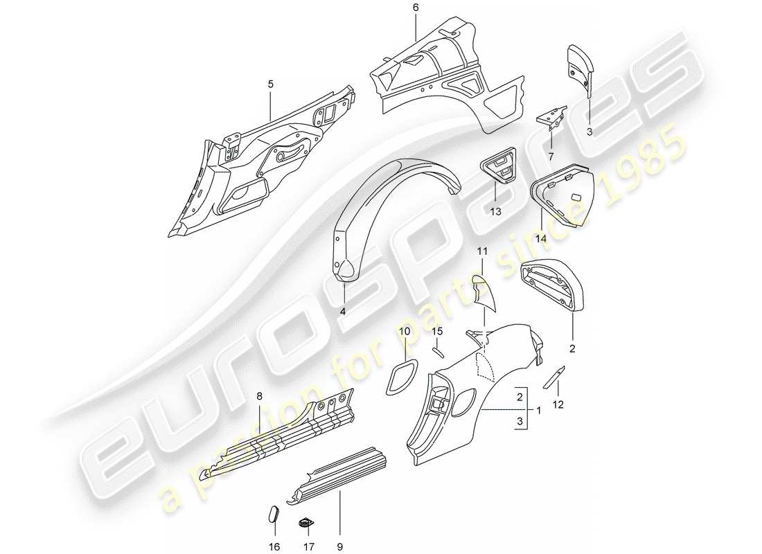 porsche 1998 (986 boxster) side panel part diagram