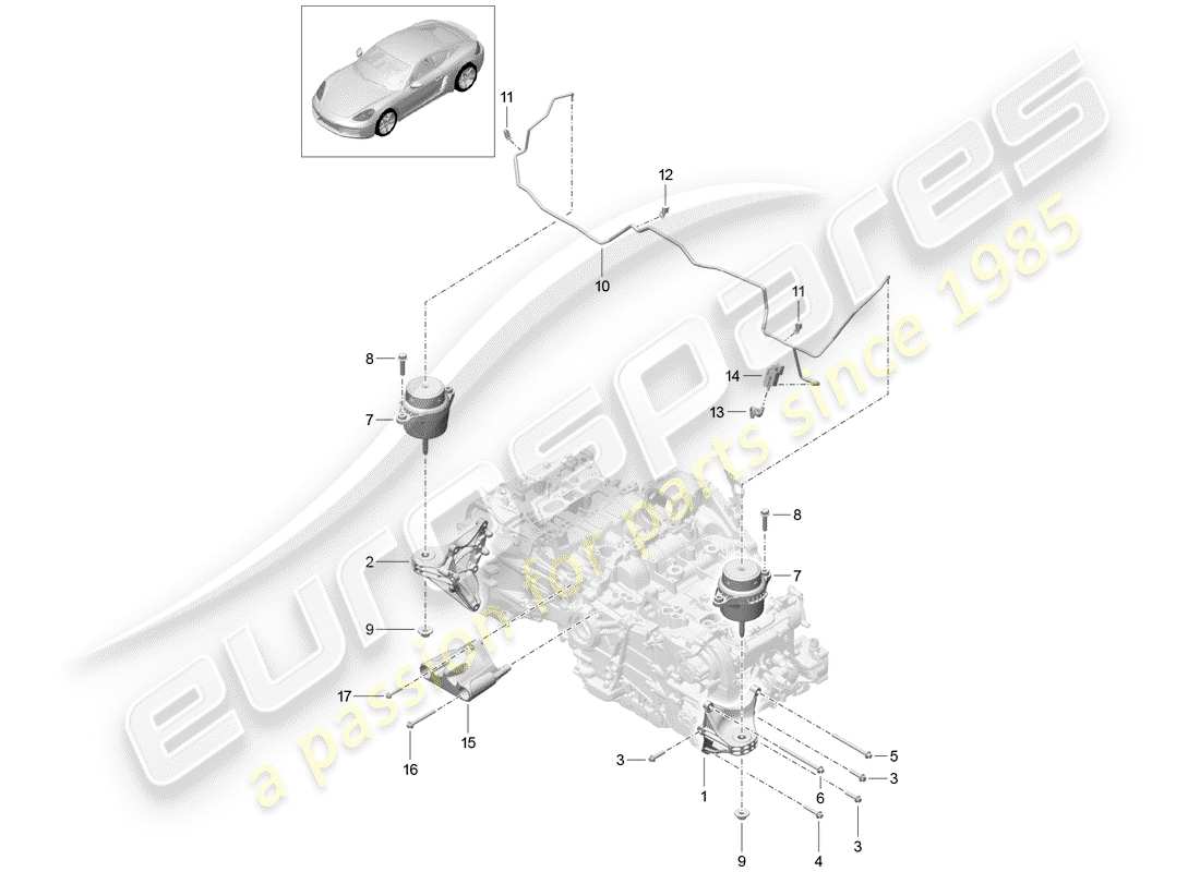 porsche 718 cayman (2018) engine lifting tackle parts diagram