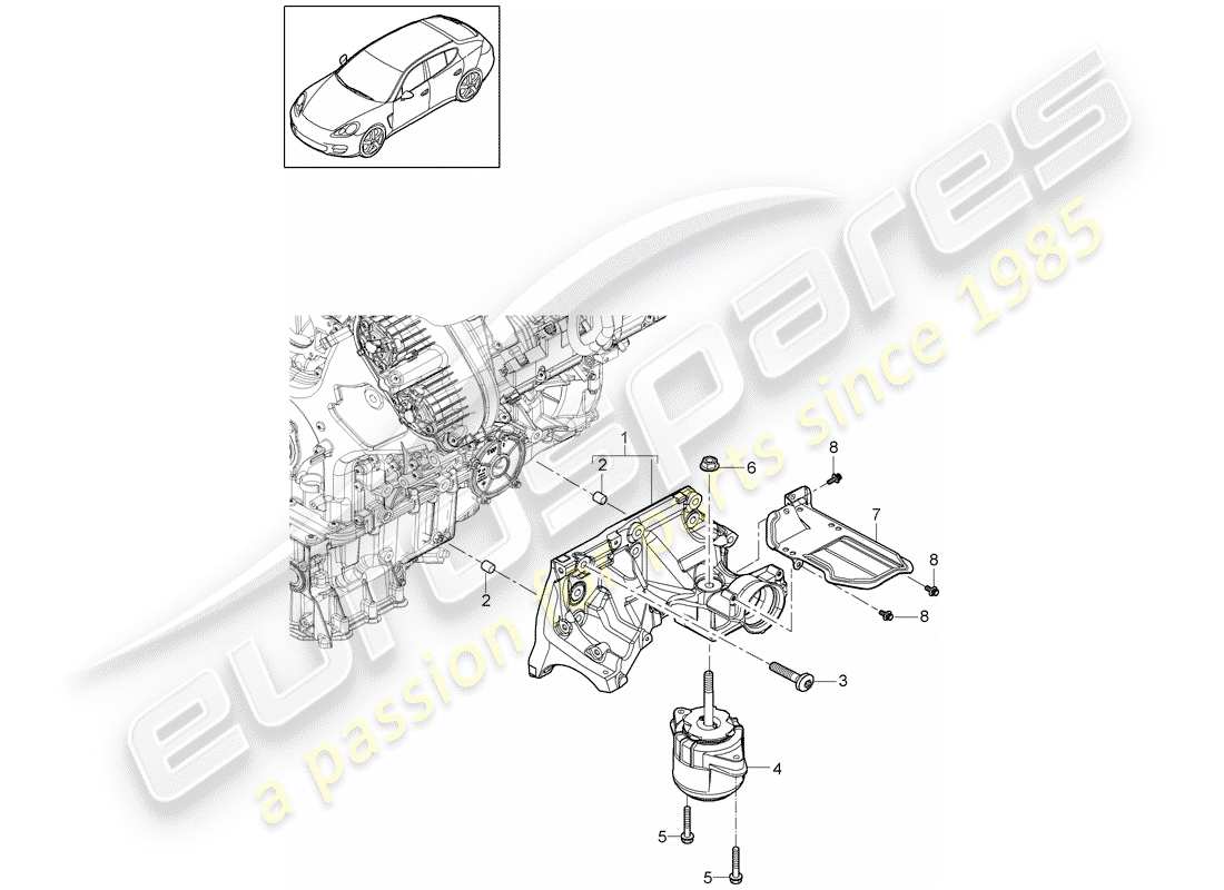 porsche panamera 970 (2011) engine suspension part diagram