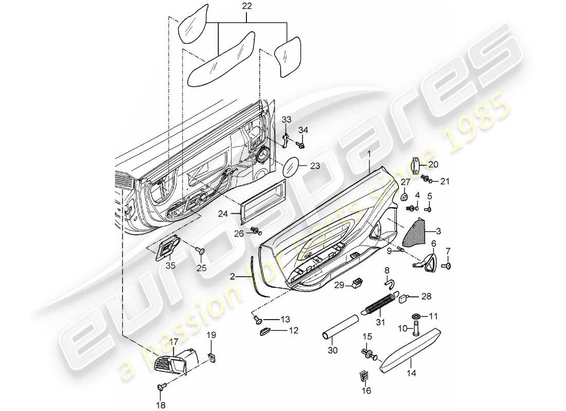 porsche 2006 (carrera gt) door panel part diagram