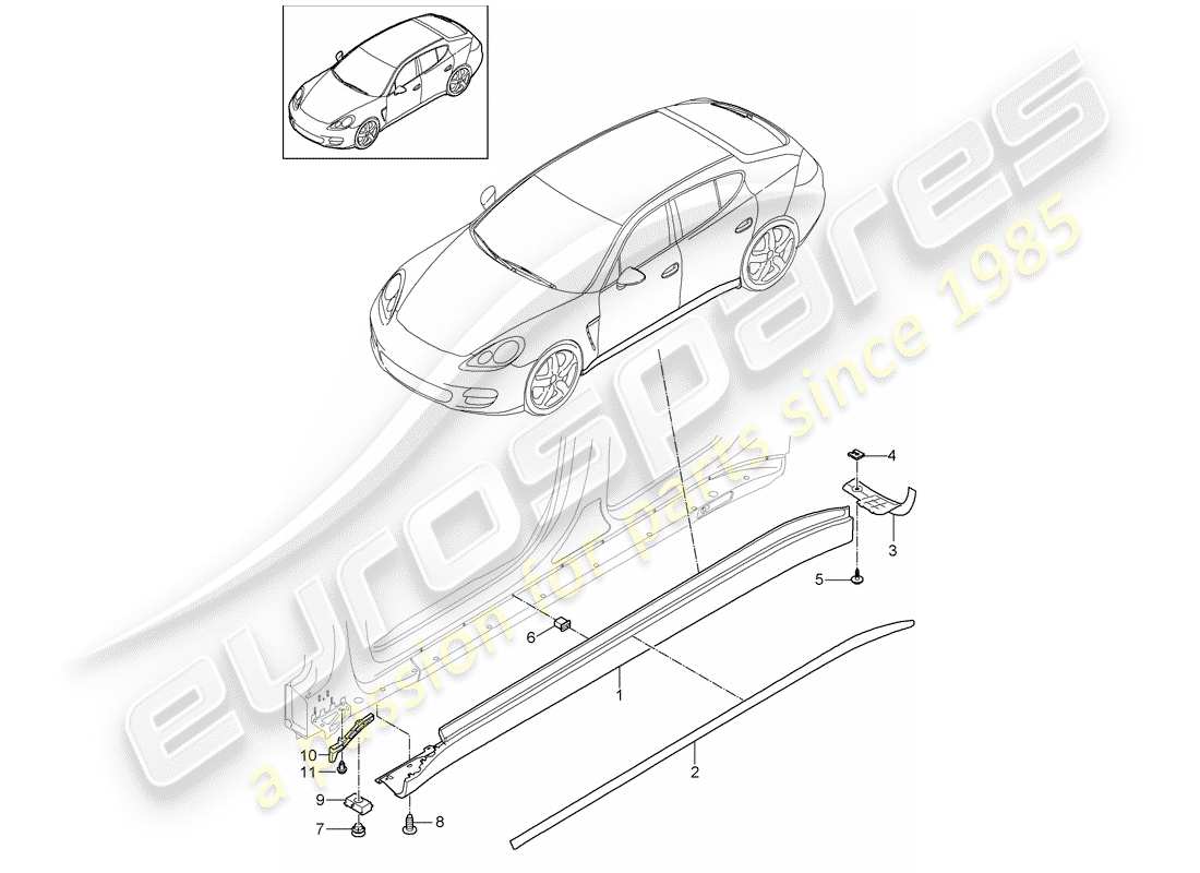 porsche 2016 (panamera 970) side member trim parts diagram