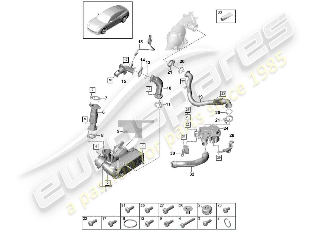 porsche panamera 971 (2018) exhaust recirculation part diagram