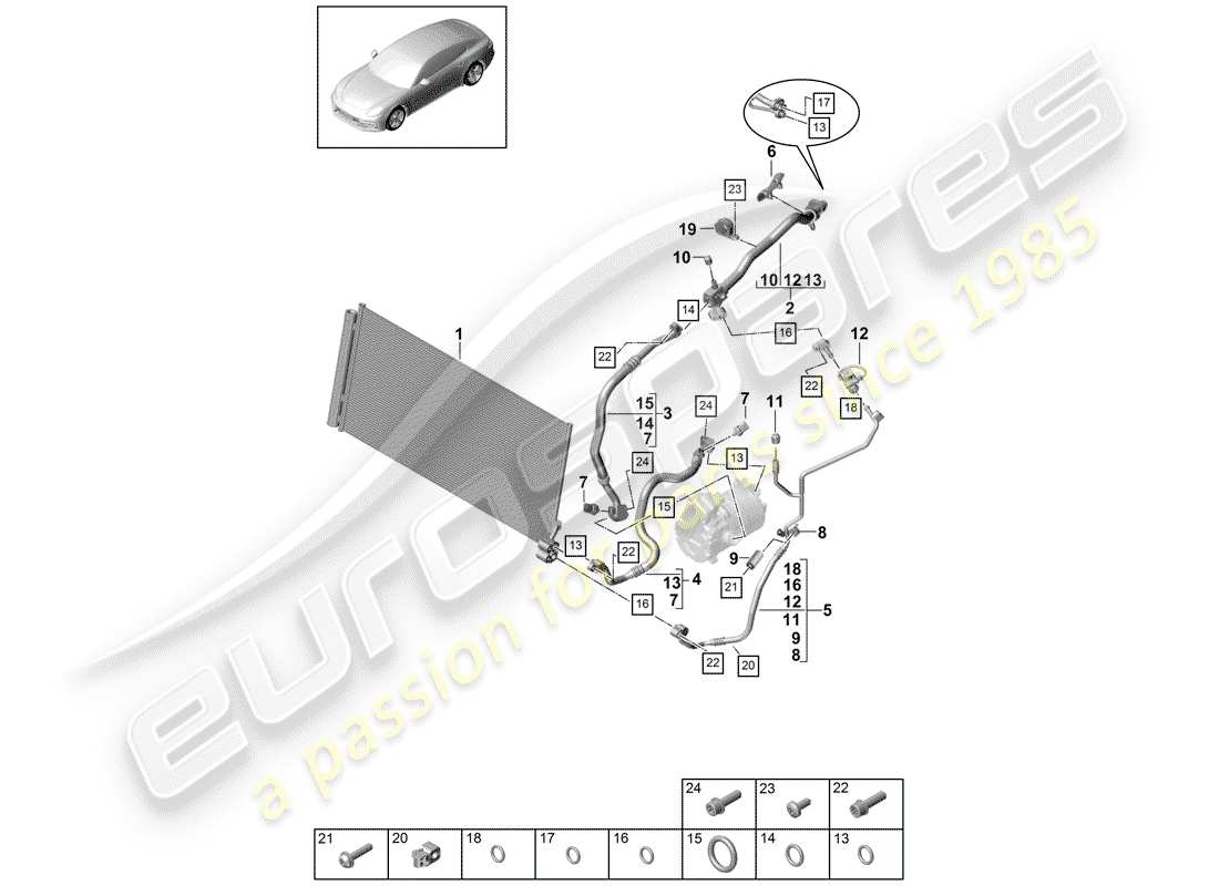 porsche panamera 971 (2018) refrigerant circuit part diagram