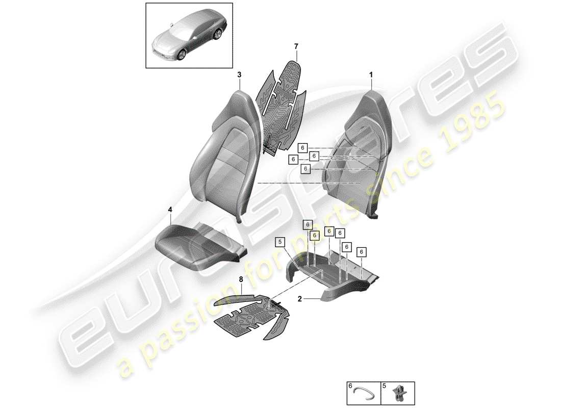 porsche panamera 971 (2018) foam part part diagram