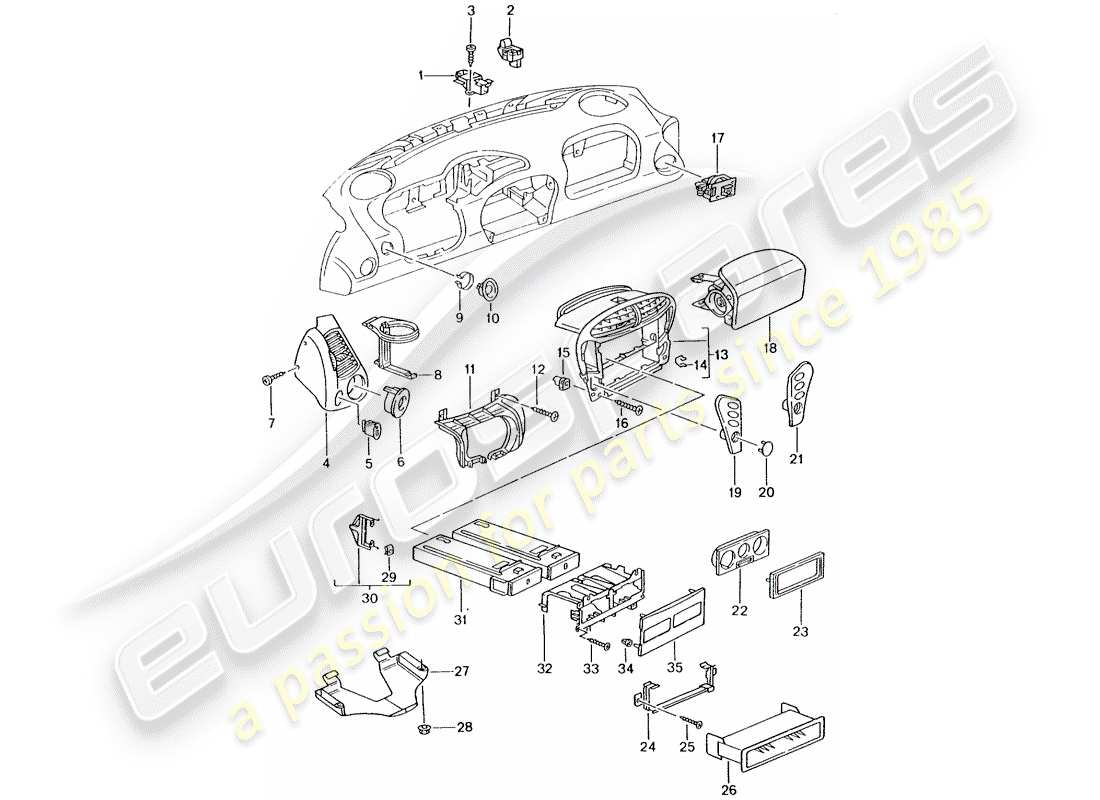 porsche 2001 (986 boxster) accessories - dash panel trim - d >> - mj 2002 part diagram