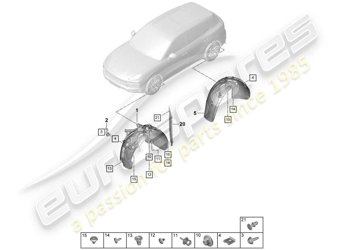 porsche 2020 (cayenne e3 9ya/9yb) lining part diagram