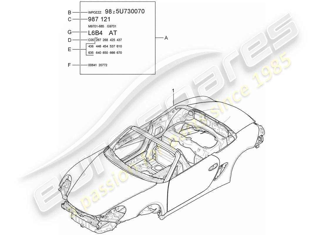 porsche boxster 987 (2012) car body part diagram