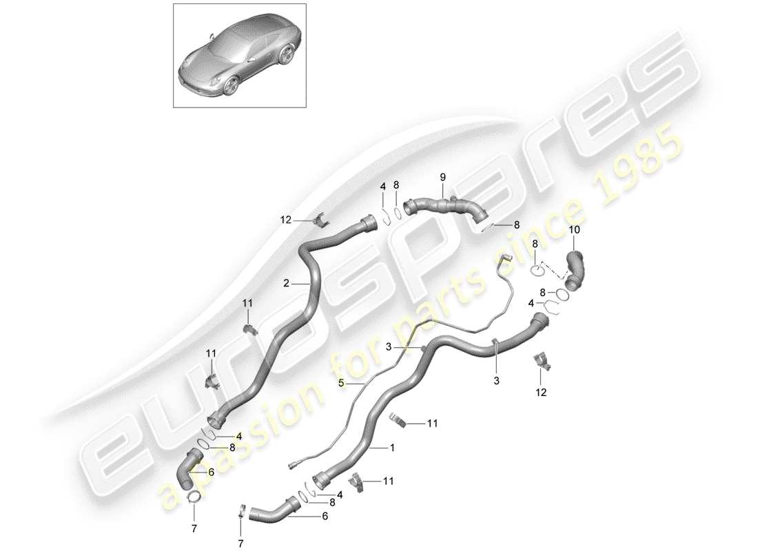 porsche 2013 (991-1) water cooling 1 part diagram