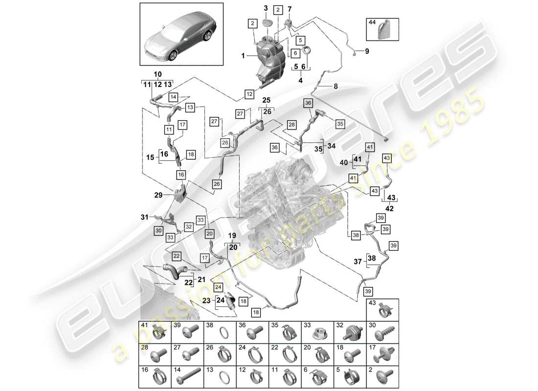 porsche 2017 (panamera 971-1) water cooling part diagram