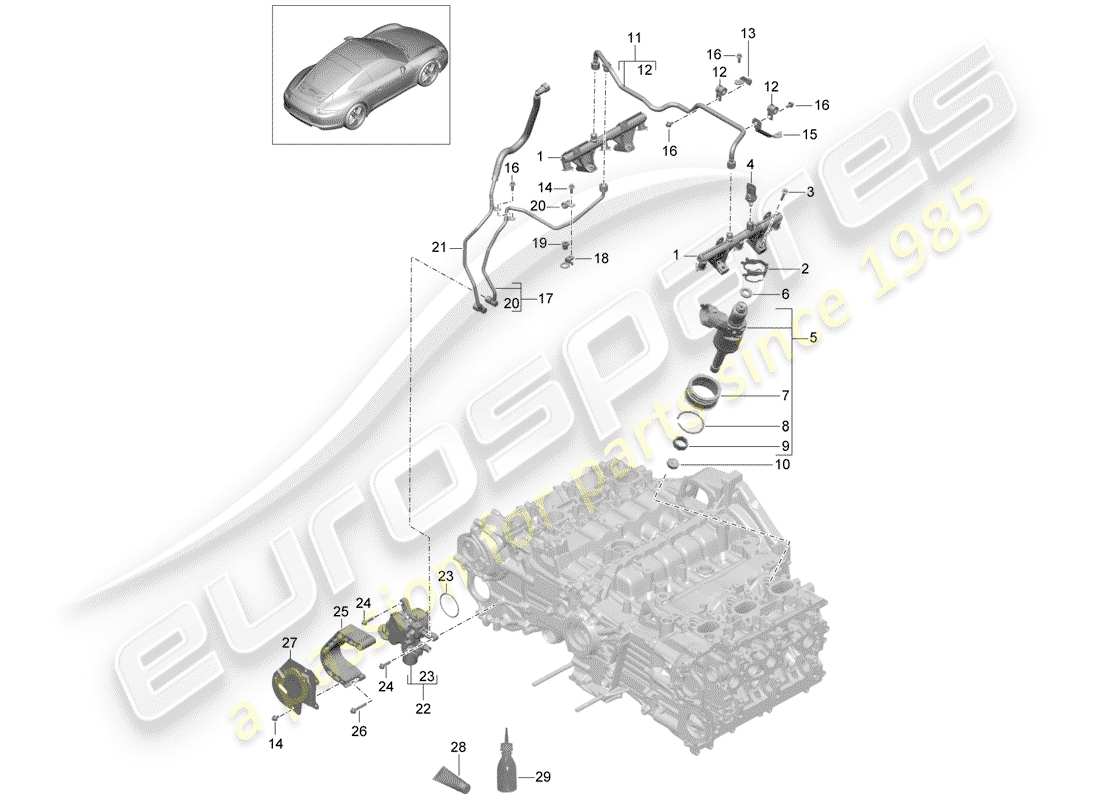 porsche 2012 (991-1) fuel collection pipe part diagram