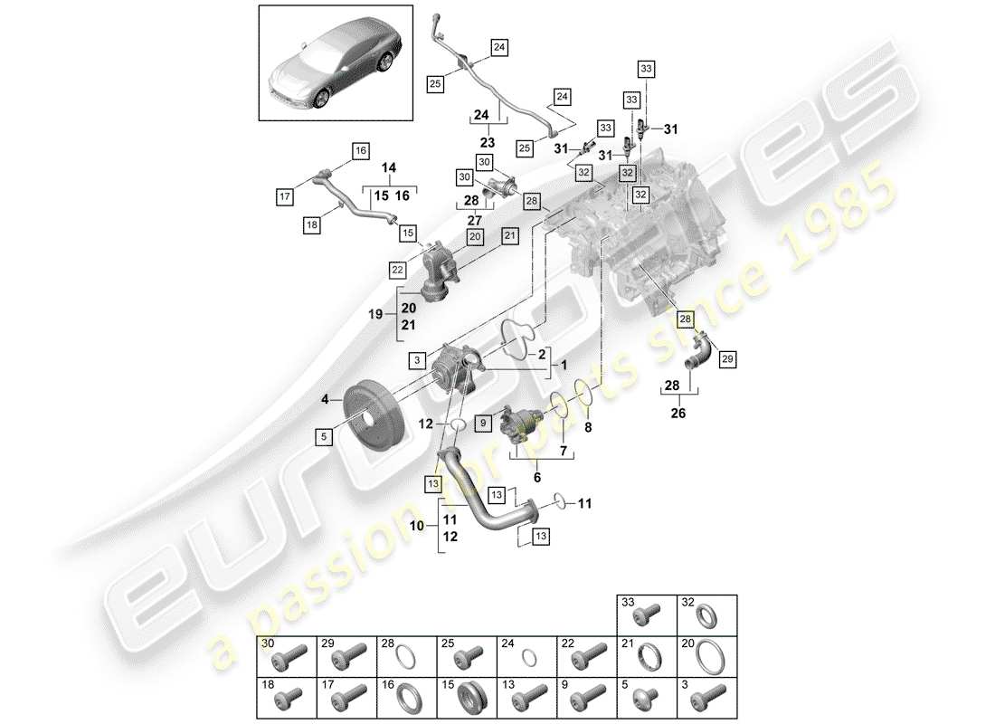 porsche 2017 (panamera 971-1) water pump part diagram