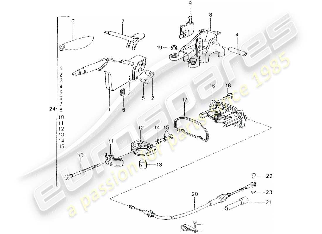 porsche 1998 (986 boxster) handbrake - hand brake lever part diagram