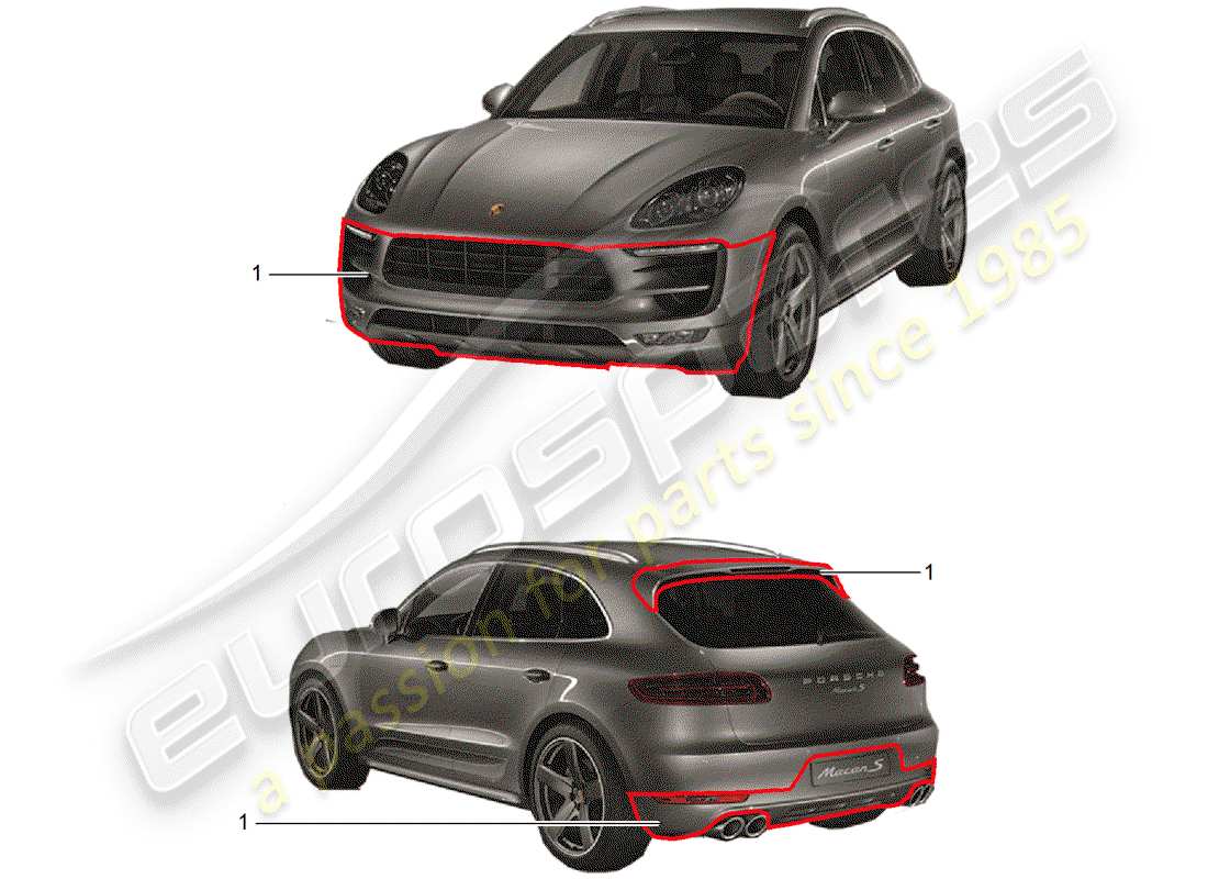 porsche 2016 (tequipment macan) sport design package part diagram