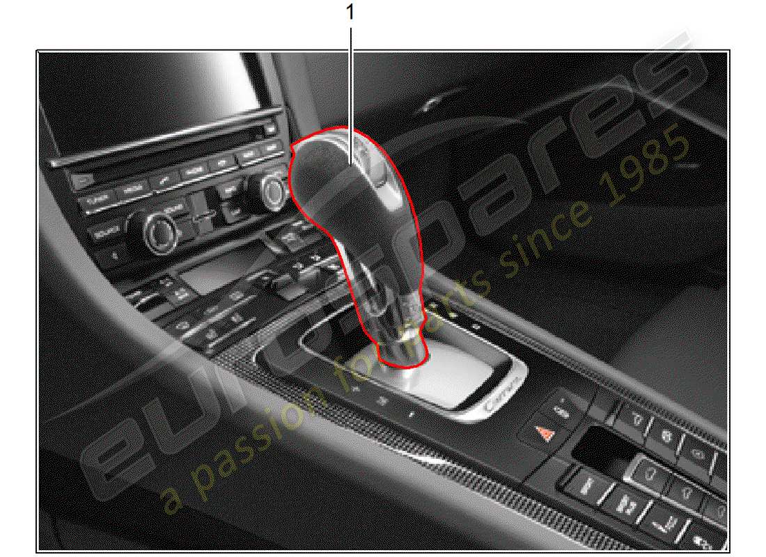 porsche 2017 (tequipment 98x/99x) shift lever parts diagram