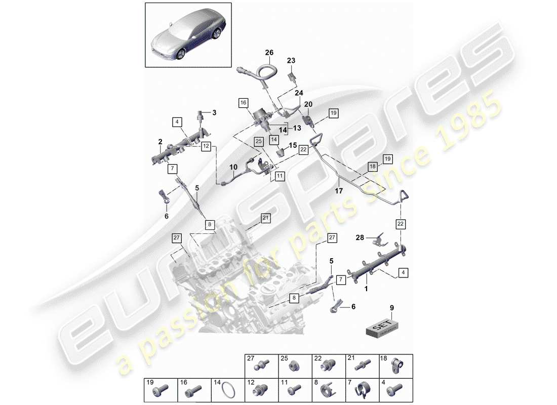 porsche 2017 (panamera 971-1) fuel collection pipe part diagram