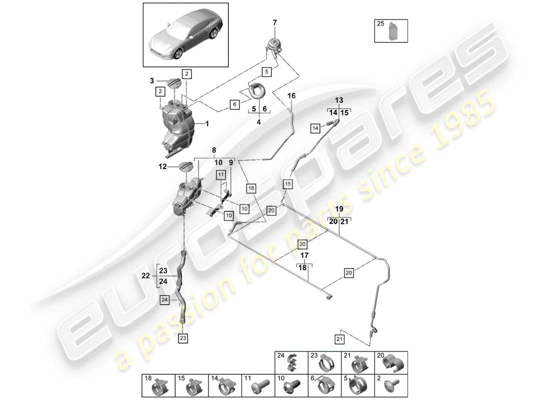 porsche 2017 (panamera 971-1) water cooling part diagram