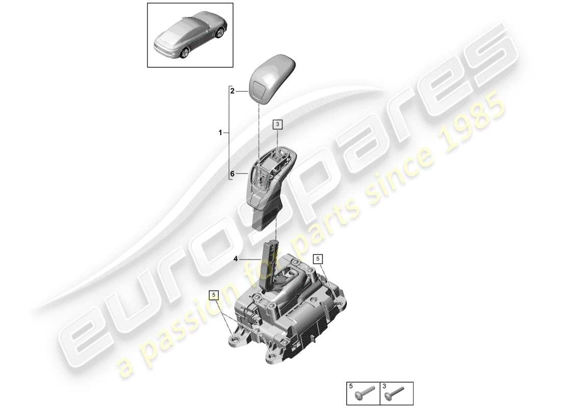 porsche panamera 971 (2017) selector lever parts diagram