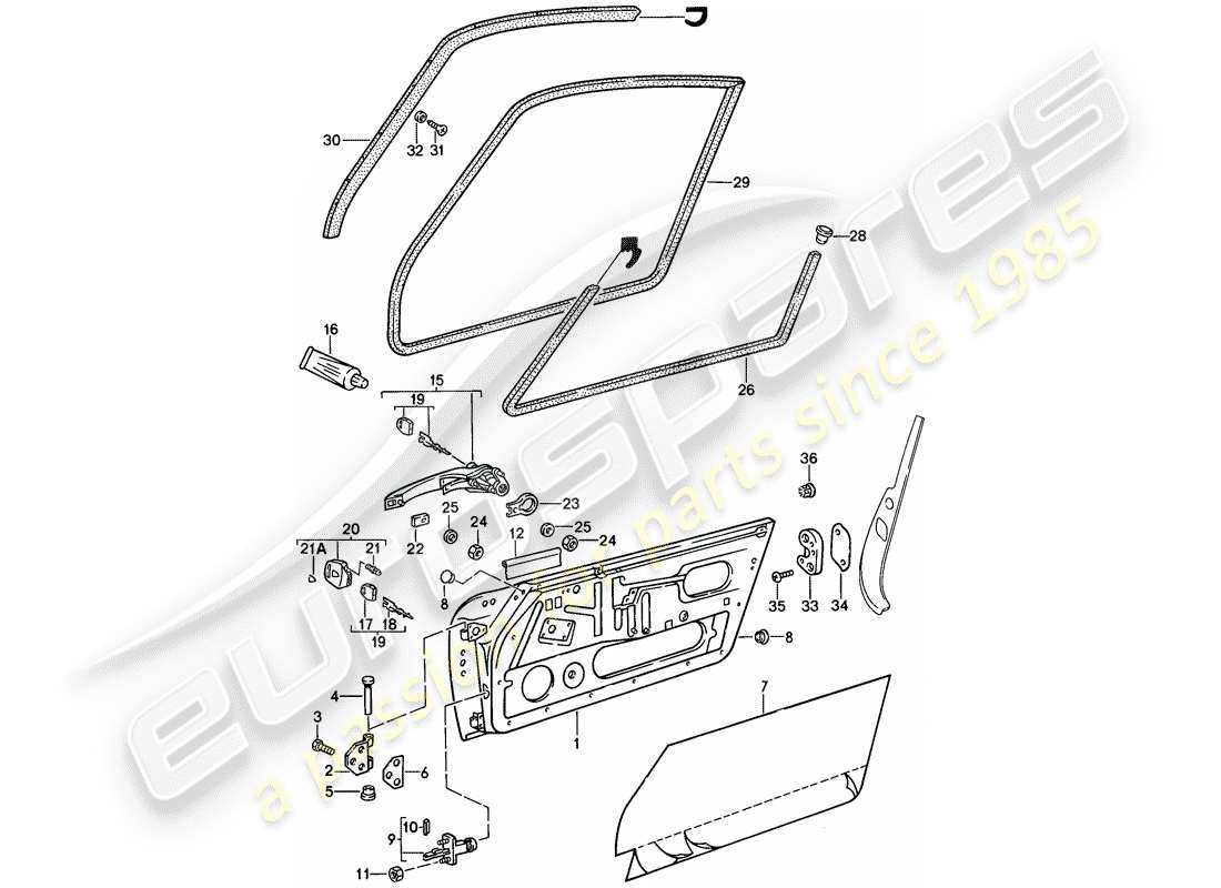 porsche 1989 (911) accessories - doors part diagram