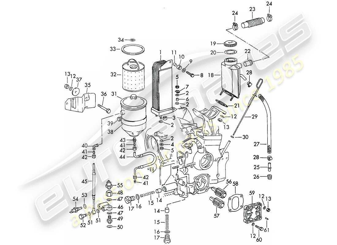 porsche 1968 (911/912) engine lubrication part diagram