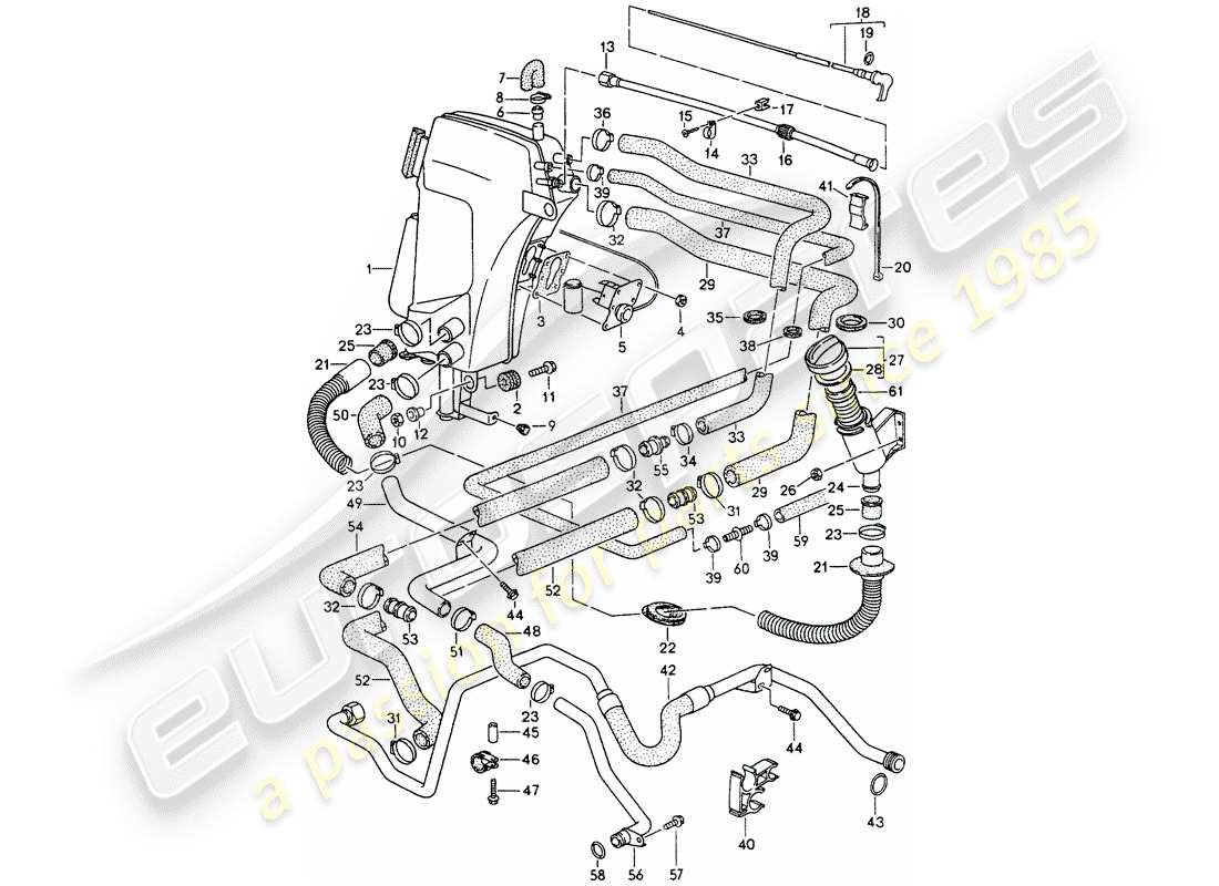 porsche 1994 (993) oil tank - lines part diagram
