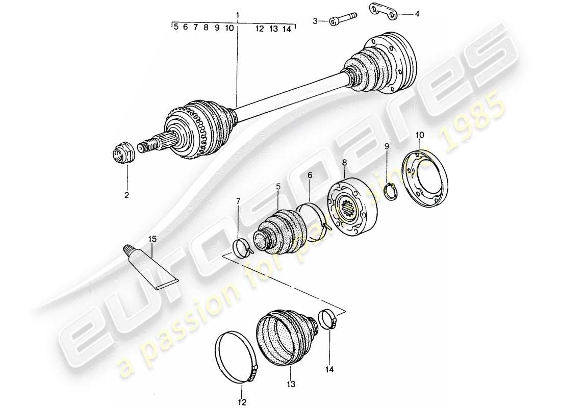 porsche 1995 (993) drive shaft part diagram