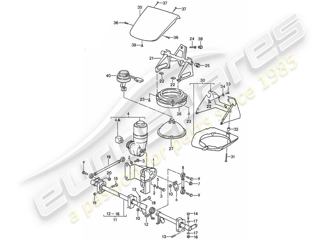 porsche 1989 (911) special model - flatnose design - pop-up headlight part diagram