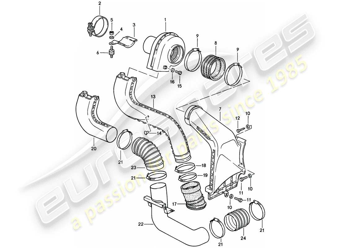 porsche 1987 (911) additional blower part diagram