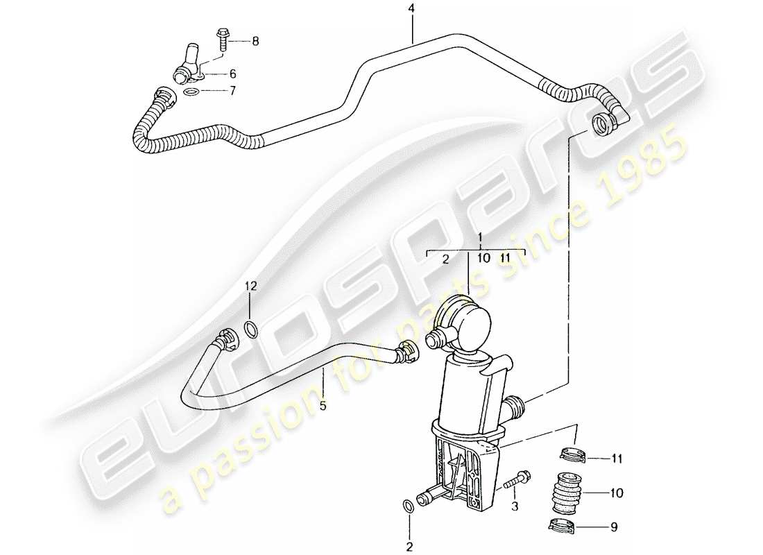 porsche 2001 (986 boxster) crankcase - oil separator part diagram