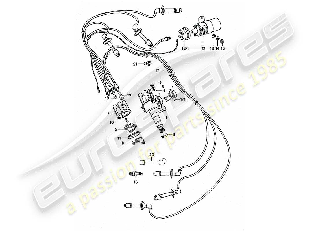 porsche 1977 (911 turbo) engine electrics part diagram