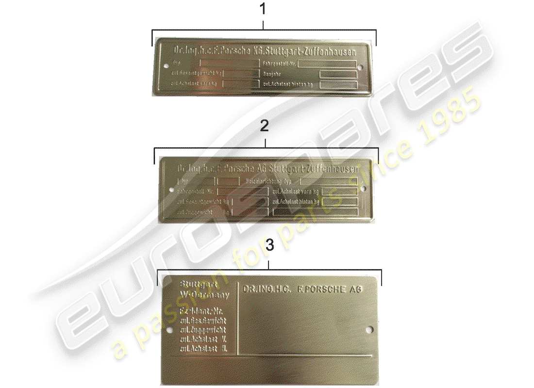 porsche 1987 (928) identification plate part diagram
