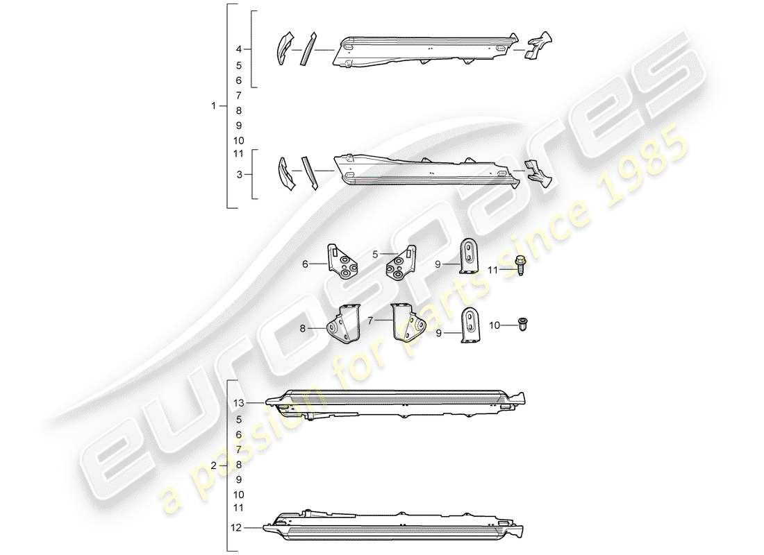 porsche 2010 (tequipment cayenne) side member trim part diagram