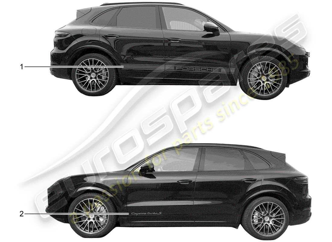 porsche 2010 (tequipment cayenne) trim foil part diagram