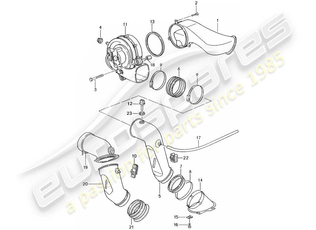 porsche 1994 (993) additional blower part diagram