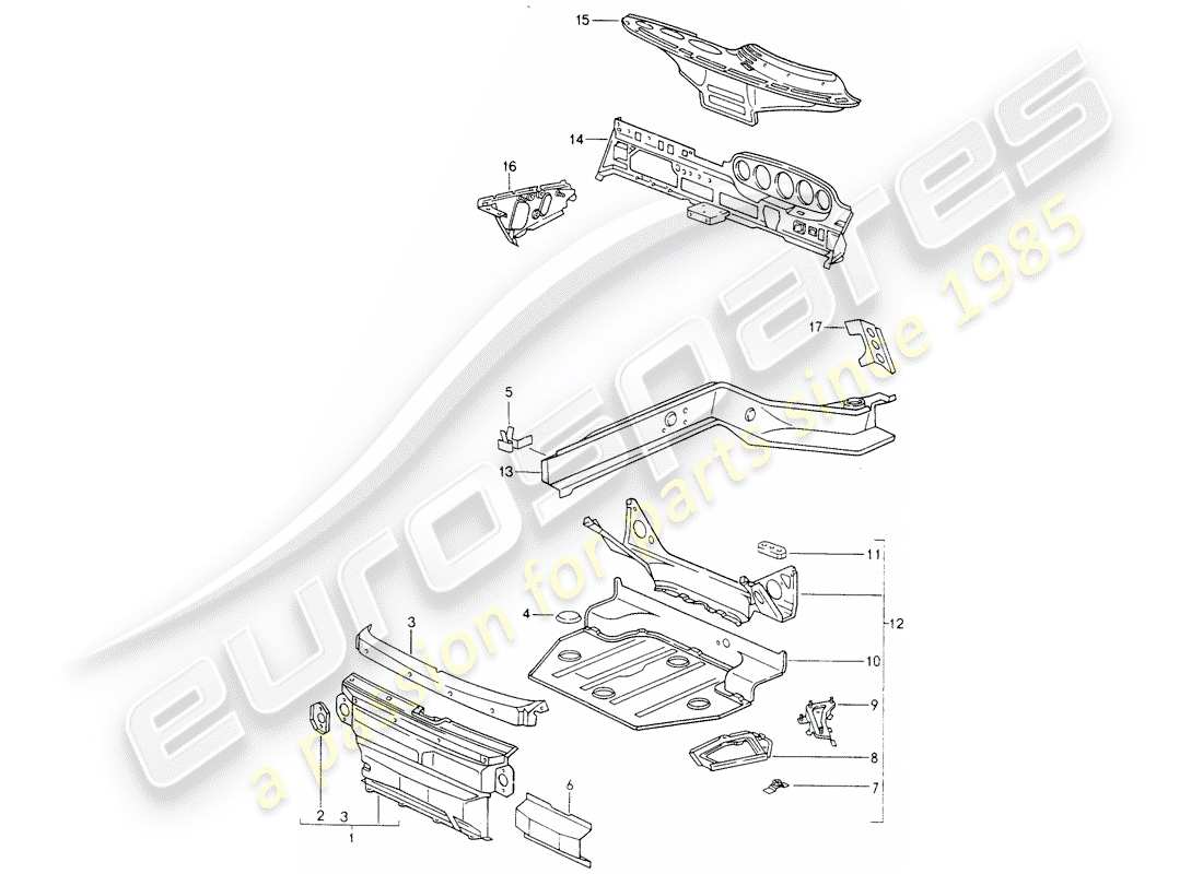 porsche 1995 (993) frame part diagram