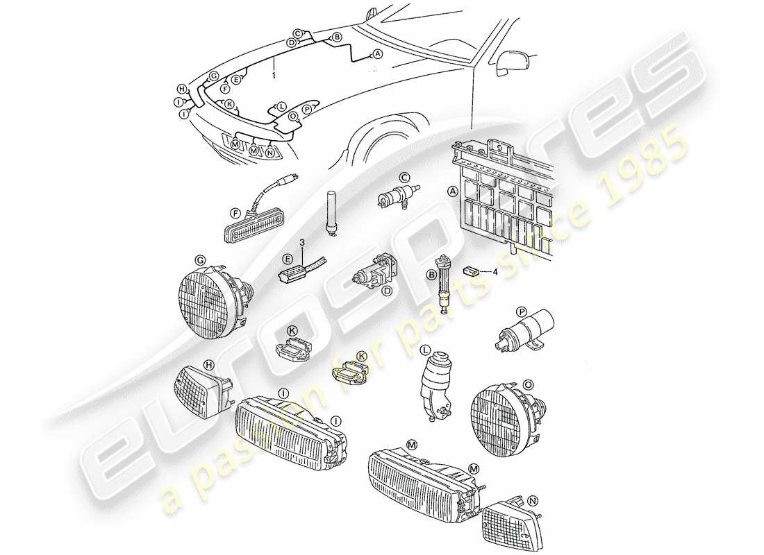 porsche 1988 (928) harness part diagram