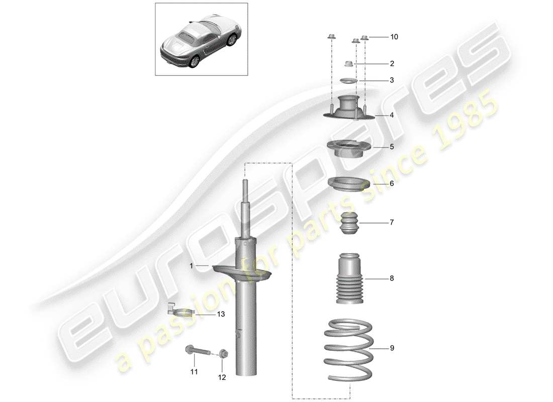 porsche 2019 (718 boxster) shock absorber part diagram