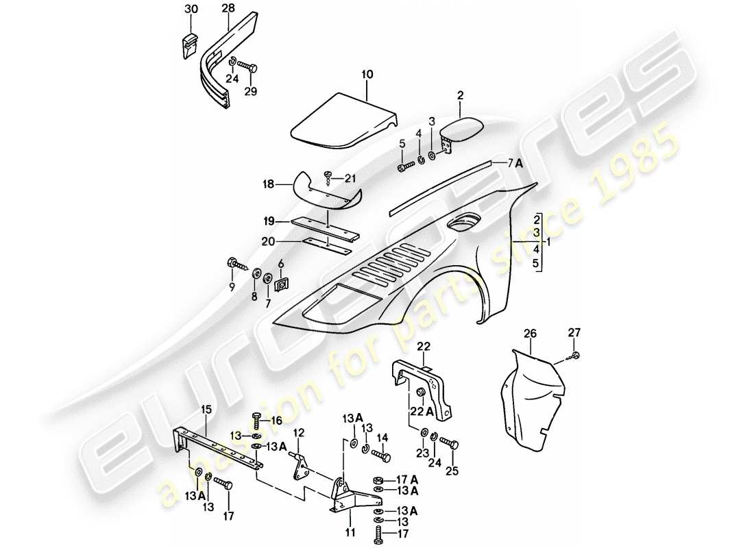 porsche 1987 (911) special model - flatnose design - exterior panelling - fender part diagram