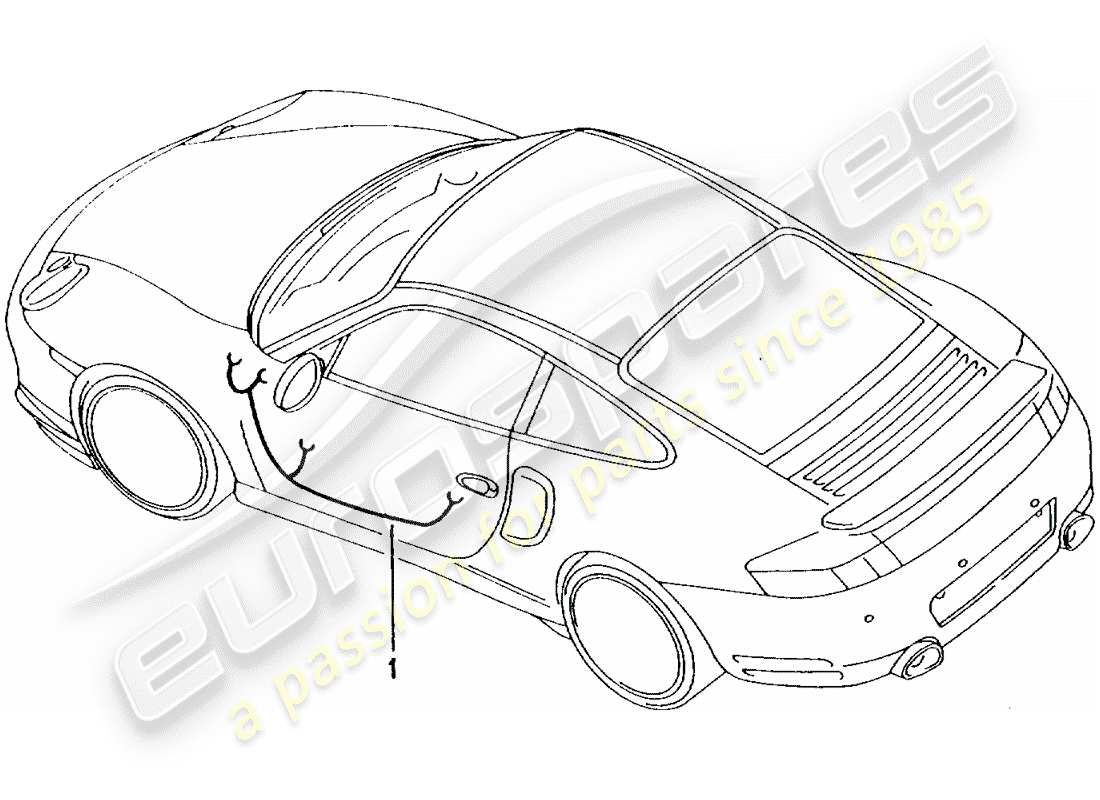 porsche 2001 (996 turbo / gt2) wiring harnesses - driver's door - passenger's door - convertible top control - sub frame part diagram