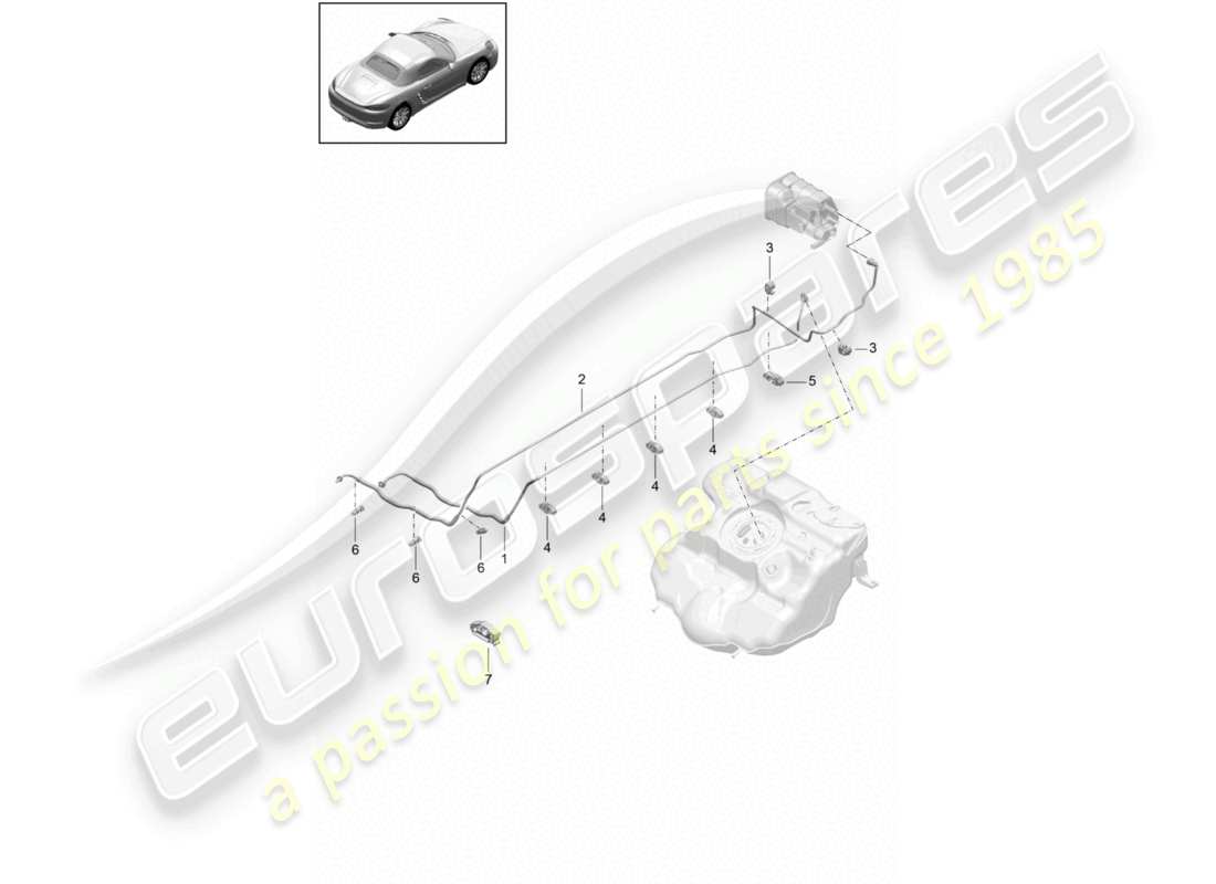 porsche 2020 (718 boxster) fuel line front fuel supply system parts diagram