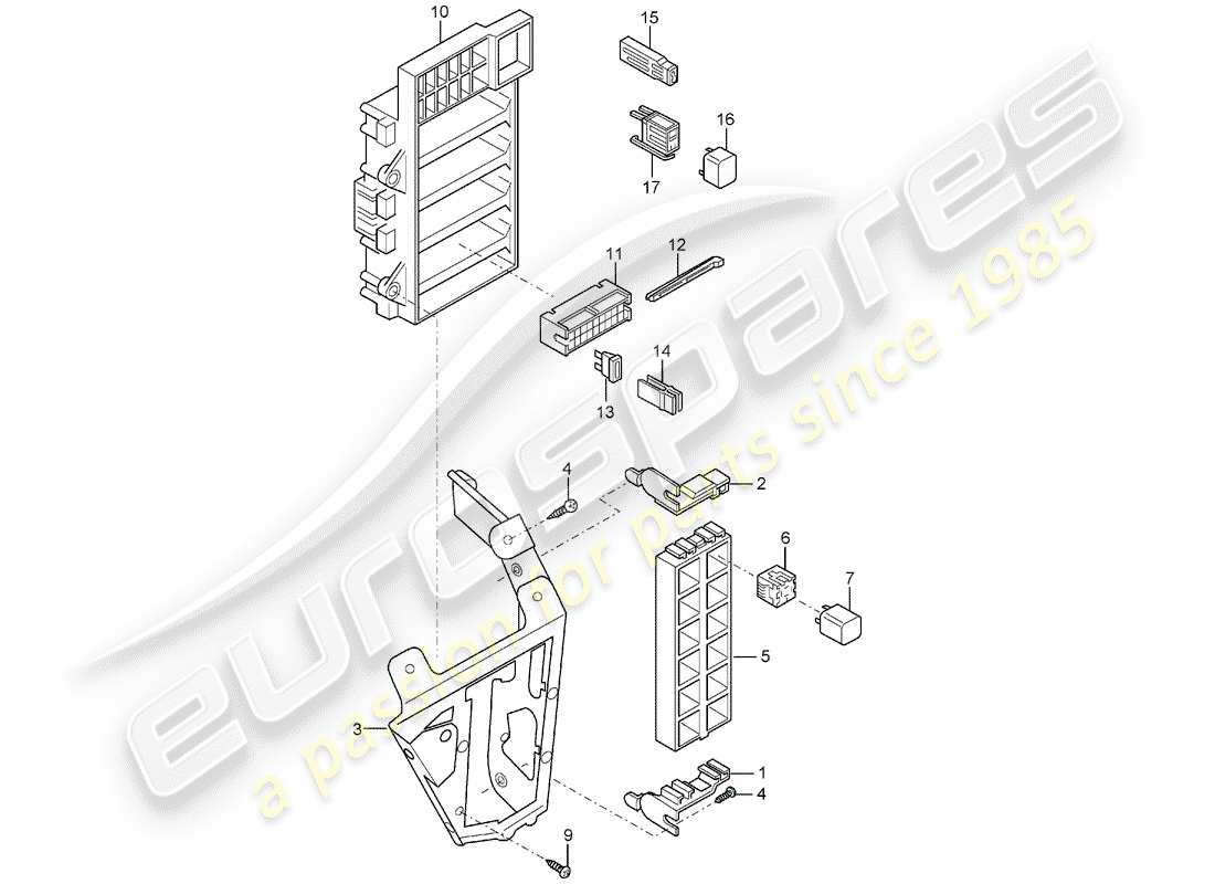 porsche 2006 (carrera gt) fuse box/relay plate - dashboard part diagram