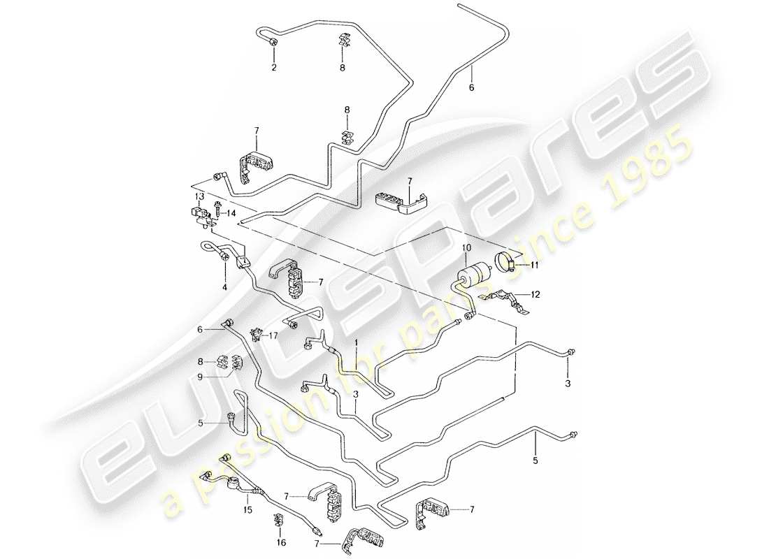 porsche 2001 (986 boxster) fuel system part diagram