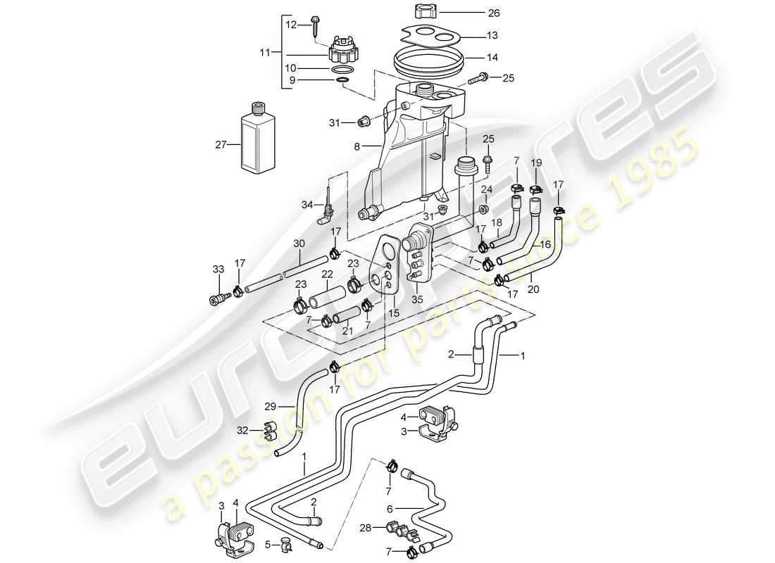 porsche 2001 (986 boxster) water cooling part diagram