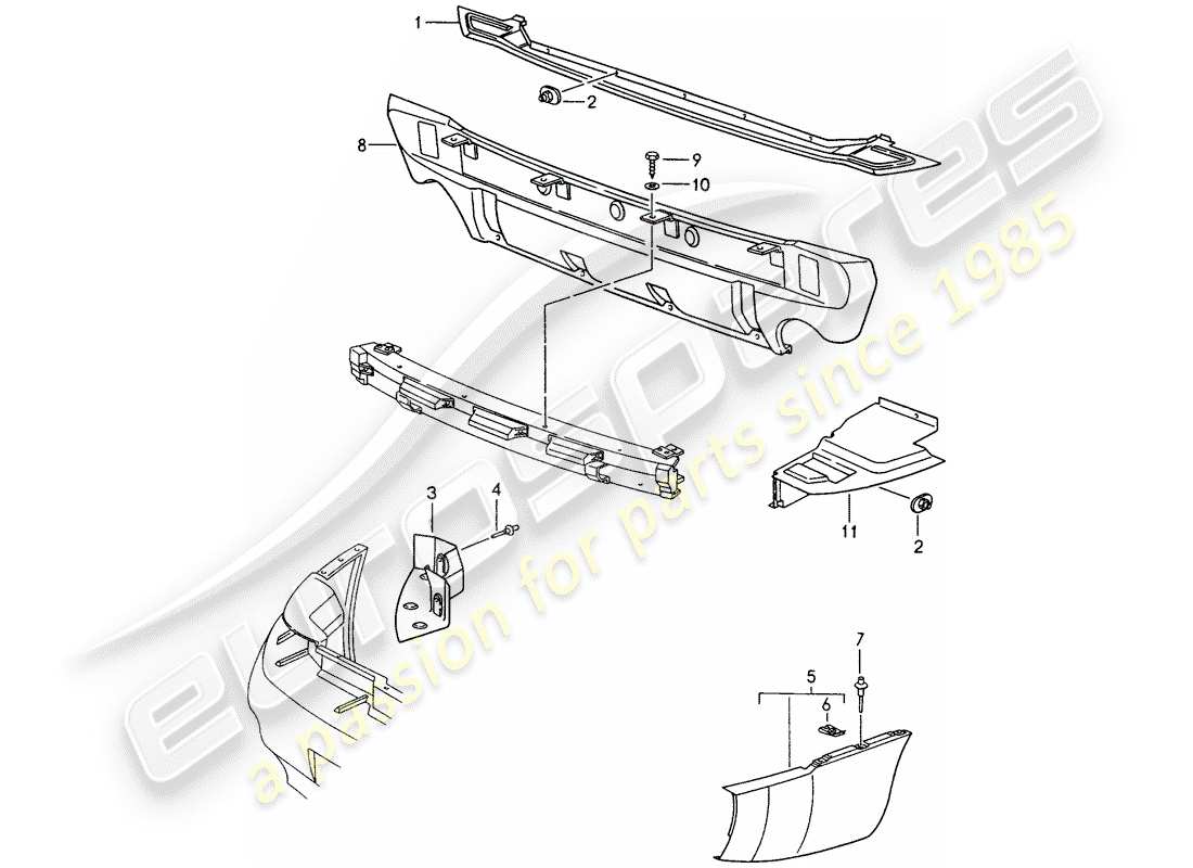 porsche 1994 (993) heat protection - for - bumper part diagram