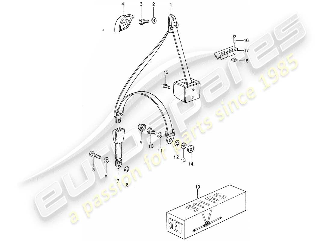 porsche 1994 (993) seat belt part diagram