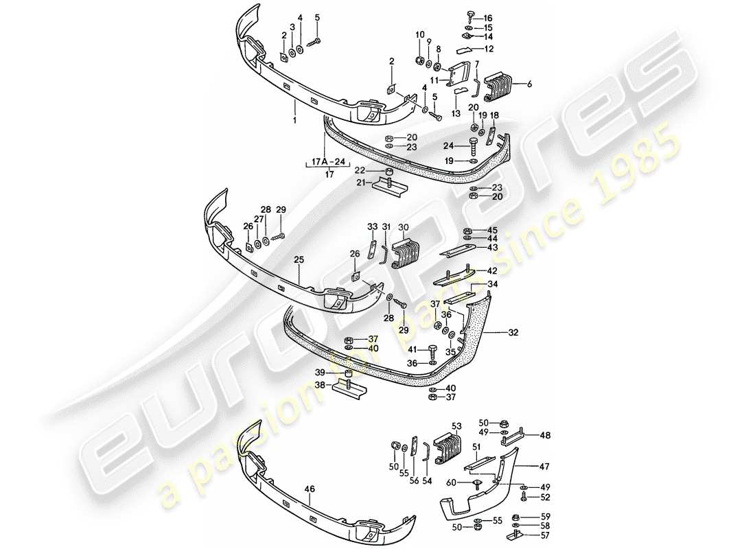 porsche 1986 (911) cover for bumper - front spoiler - carrera part diagram