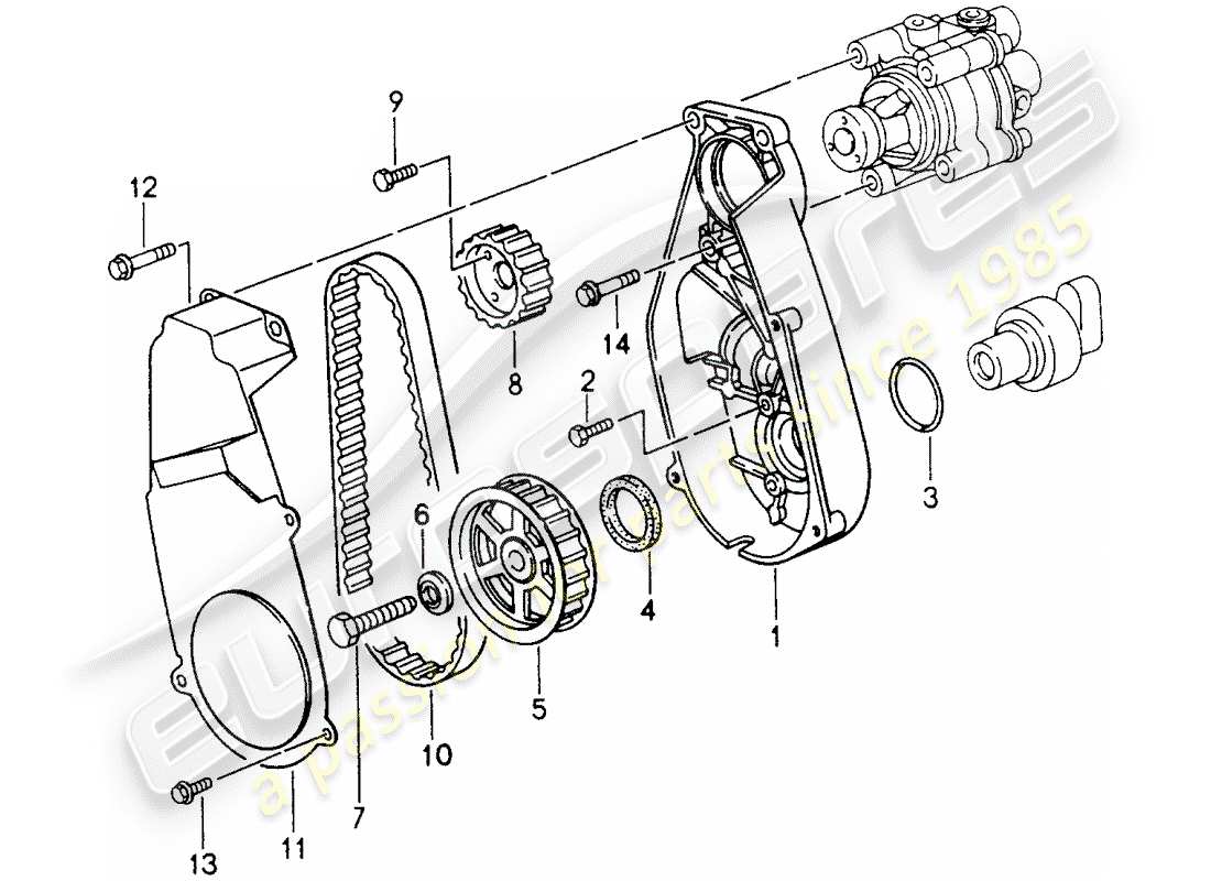 porsche 1996 (993) driving mechanism - power-steering pump part diagram