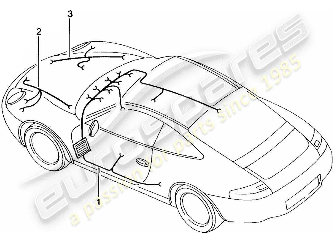 porsche 2005 (996 gt3) wiring harnesses - passenger compartment - glove box - front luggage compartment - repair kit - anti-locking brake syst. -abs- - brake pad wear indicator - front axle part diagram